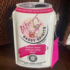 Betsey Johnson Spritz Beverage Can "Pink Multi XOSPRIT" Party in Pink Purse Bag